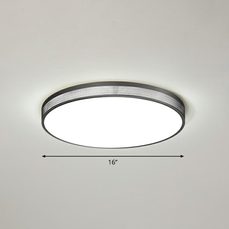 Minimalist Geometric Metal Flush Mounted LED Ceiling Light with Mesh Side