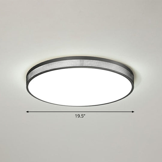 Minimalist Geometric Metal Flush Mounted LED Ceiling Light with Mesh Side