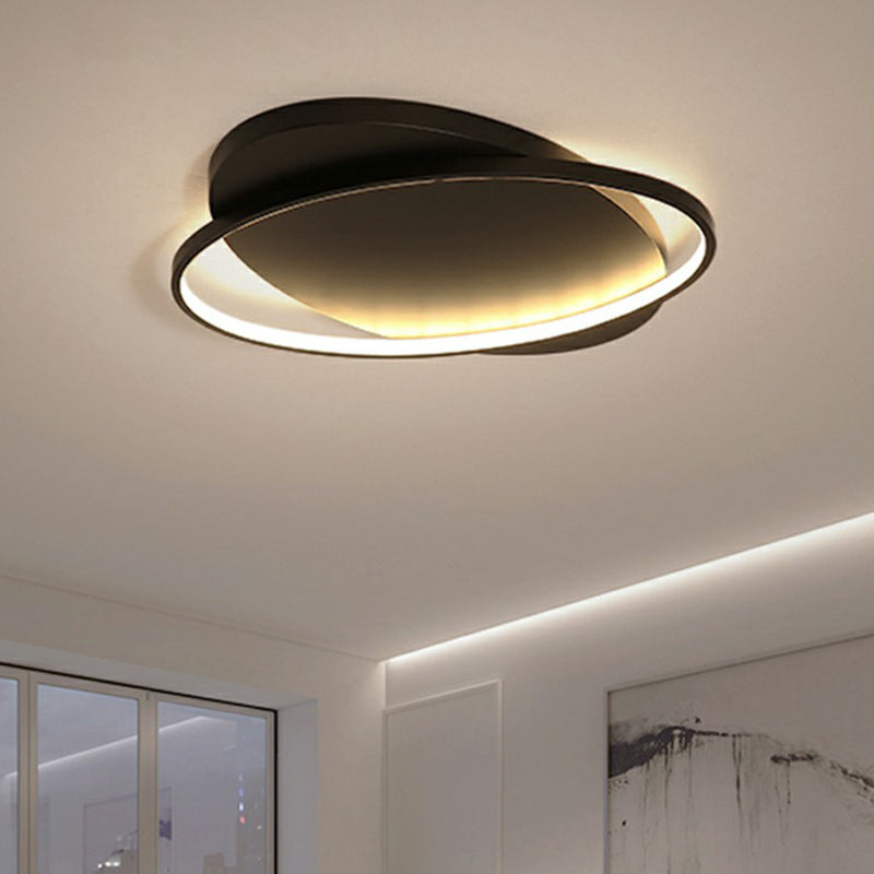 Sleek Metal Ellipse Flush Mount LED Surface Ceiling Light for Foyer - Minimalistic and Modern