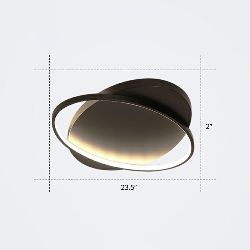 Sleek Metal Ellipse Flush Mount LED Surface Ceiling Light for Foyer - Minimalistic and Modern