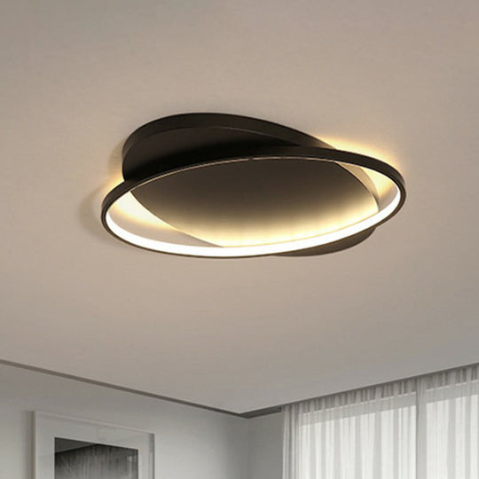 Sleek Metal Ellipse Flush Mount LED Surface Ceiling Light for Foyer - Minimalistic and Modern