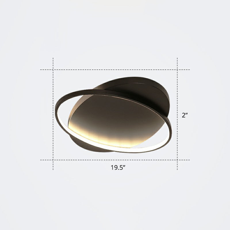 Sleek Metal Ellipse Flush Mount LED Surface Ceiling Light for Foyer - Minimalistic and Modern