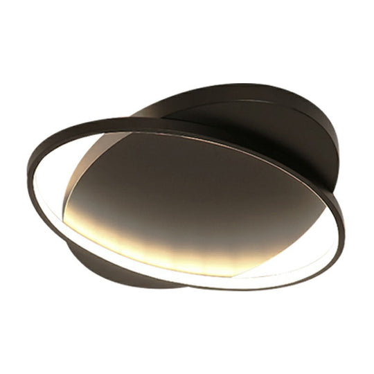 Sleek Metal Ellipse Flush Mount LED Surface Ceiling Light for Foyer - Minimalistic and Modern