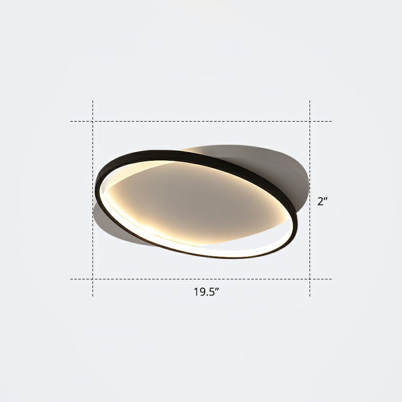 Sleek Metal Ellipse Flush Mount LED Surface Ceiling Light for Foyer - Minimalistic and Modern