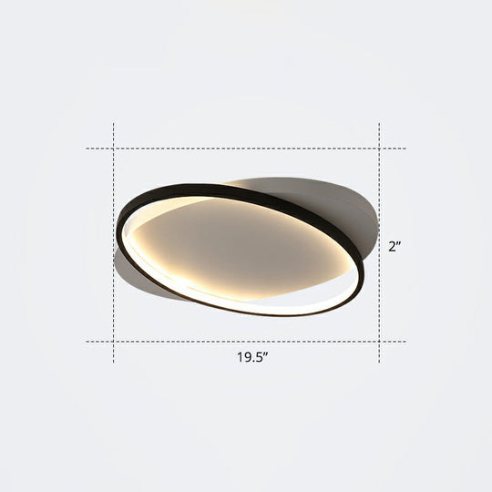 Sleek Metal Ellipse Flush Mount LED Surface Ceiling Light for Foyer - Minimalistic and Modern