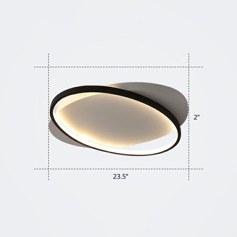 Sleek Metal Ellipse Flush Mount LED Surface Ceiling Light for Foyer - Minimalistic and Modern