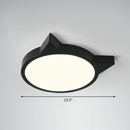 Minimalist Kitty LED Flushmount Ceiling Light for Kids' Bedroom - Acrylic Flush Mount