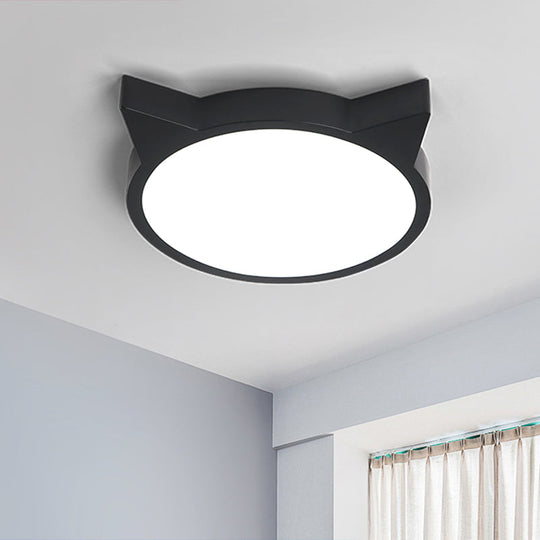 Minimalist Kitty LED Flushmount Ceiling Light for Kids' Bedroom - Acrylic Flush Mount