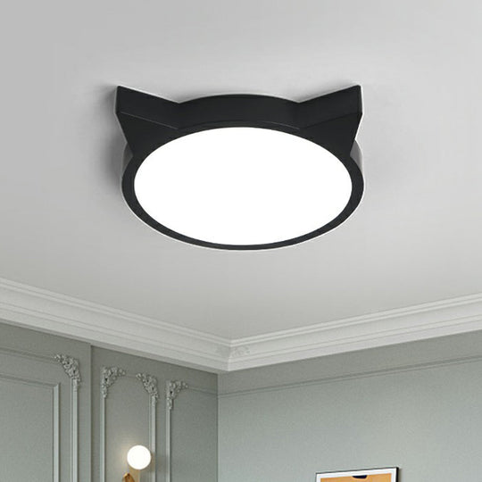 Minimalist Kitty LED Flushmount Ceiling Light for Kids' Bedroom - Acrylic Flush Mount