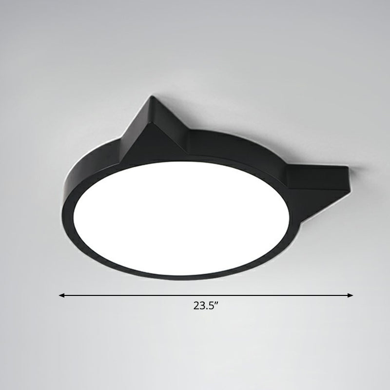 Minimalist Kitty Led Flushmount Ceiling Light For Kids Bedroom - Acrylic Flush Mount Black / 23.5