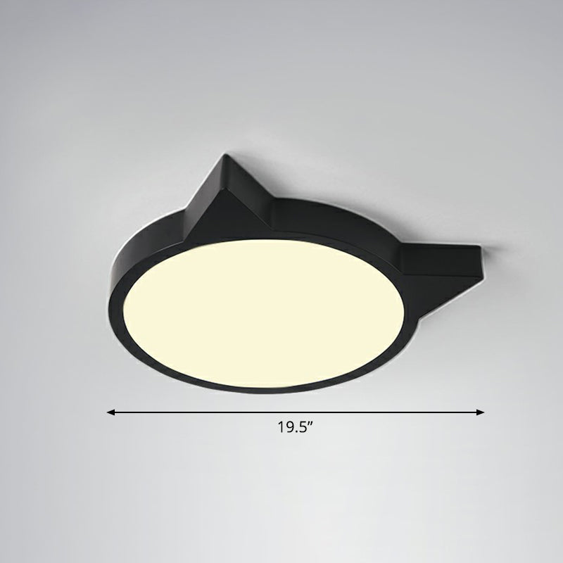 Minimalist Kitty Led Flushmount Ceiling Light For Kids Bedroom - Acrylic Flush Mount Black / 19.5