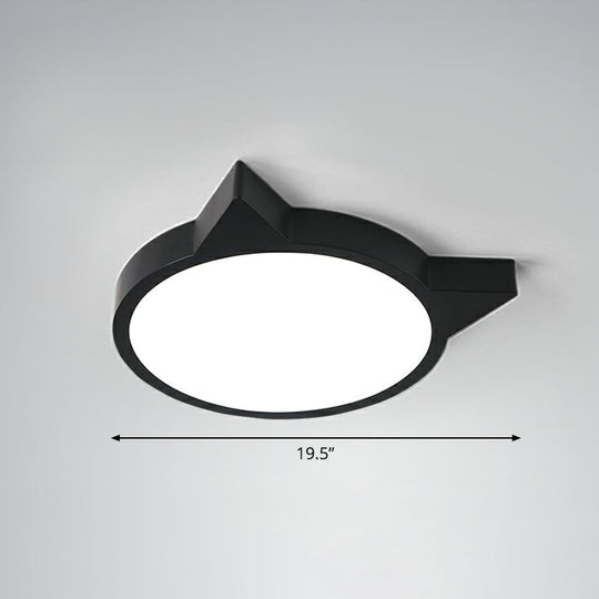 Minimalist Kitty Led Flushmount Ceiling Light For Kids Bedroom - Acrylic Flush Mount Black / 19.5