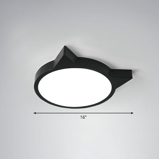 Minimalist Kitty Led Flushmount Ceiling Light For Kids Bedroom - Acrylic Flush Mount Black / 16