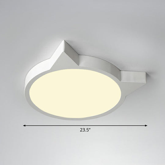 Minimalist Kitty LED Flushmount Ceiling Light for Kids' Bedroom - Acrylic Flush Mount