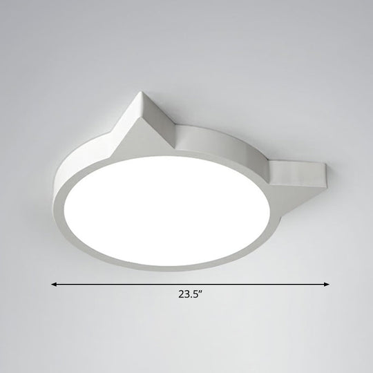 Minimalist Kitty LED Flushmount Ceiling Light for Kids' Bedroom - Acrylic Flush Mount