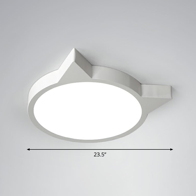 Minimalist Kitty Led Flushmount Ceiling Light For Kids Bedroom - Acrylic Flush Mount White / 23.5