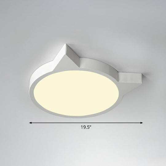 Minimalist Kitty LED Flushmount Ceiling Light for Kids' Bedroom - Acrylic Flush Mount