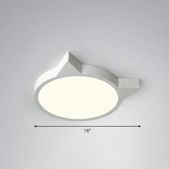 Minimalist Kitty LED Flushmount Ceiling Light for Kids' Bedroom - Acrylic Flush Mount