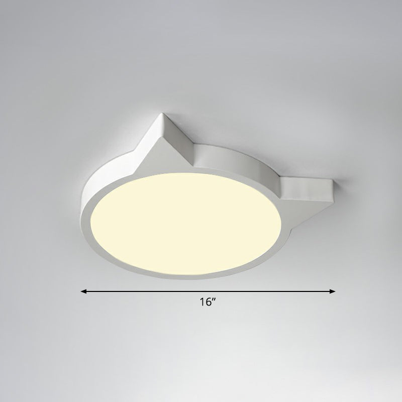 Minimalist Kitty LED Flushmount Ceiling Light for Kids' Bedroom - Acrylic Flush Mount