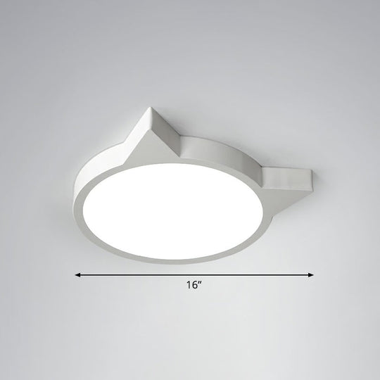 Minimalist Kitty Led Flushmount Ceiling Light For Kids Bedroom - Acrylic Flush Mount White / 16