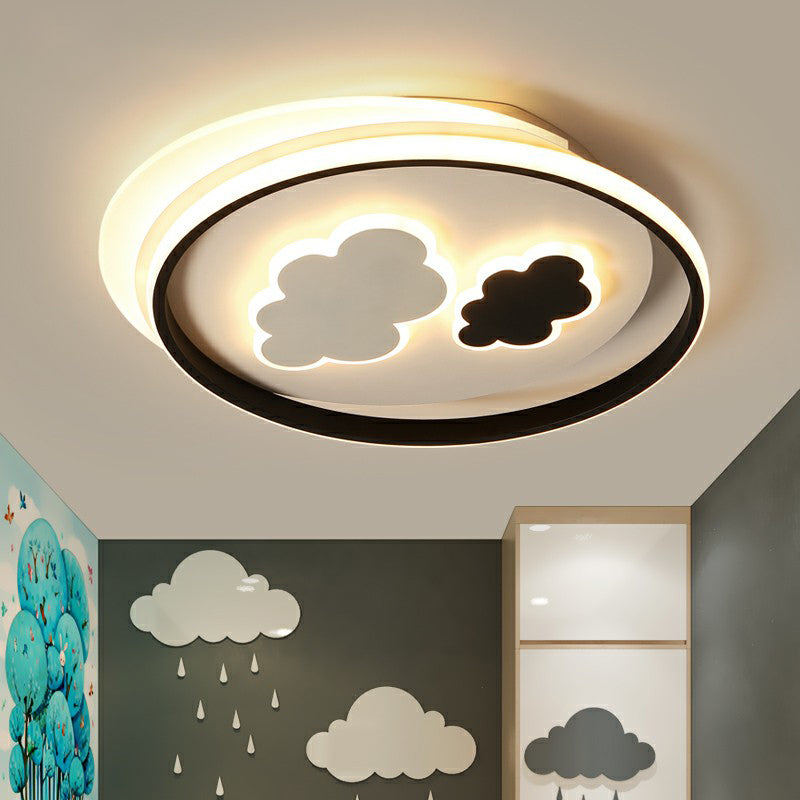 Kids' LED Ceiling Light Fixture: Cloud Acrylic Bedroom Lamp in Black