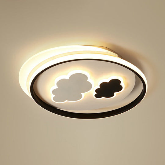 Kids Led Ceiling Light Fixture: Cloud Acrylic Bedroom Lamp In Black / 21.5 Remote Control Stepless