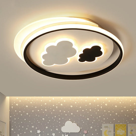 Kids' LED Ceiling Light Fixture: Cloud Acrylic Bedroom Lamp in Black