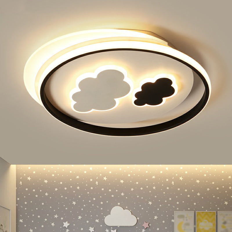 Kids Led Ceiling Light Fixture: Cloud Acrylic Bedroom Lamp In Black