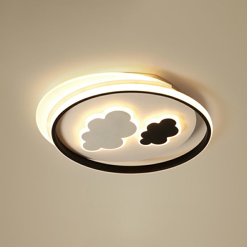 Kids Led Ceiling Light Fixture: Cloud Acrylic Bedroom Lamp In Black / 18 Third Gear