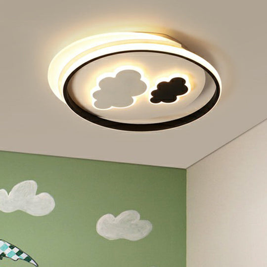 Kids' LED Ceiling Light Fixture: Cloud Acrylic Bedroom Lamp in Black