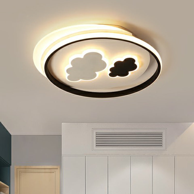 Kids' LED Ceiling Light Fixture: Cloud Acrylic Bedroom Lamp in Black