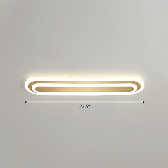 Minimalist Gold LED Ceiling Light for Bedroom - Acrylic Flush Mount Fixture