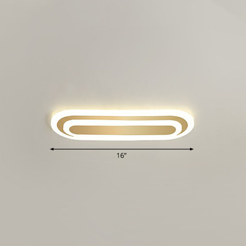 Minimalist Gold LED Ceiling Light for Bedroom - Acrylic Flush Mount Fixture