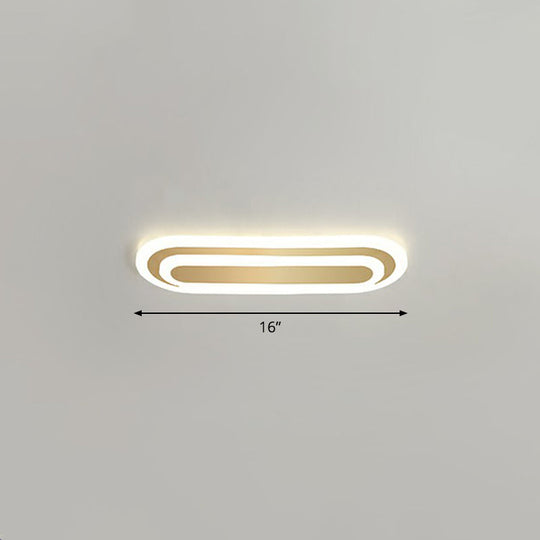 Minimalist Gold Led Ceiling Light For Bedroom - Acrylic Flush Mount Fixture / 16 Remote Control