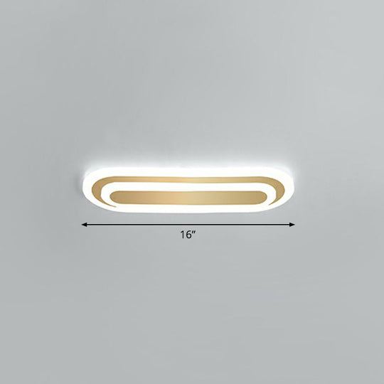 Minimalist Gold LED Ceiling Light for Bedroom - Acrylic Flush Mount Fixture