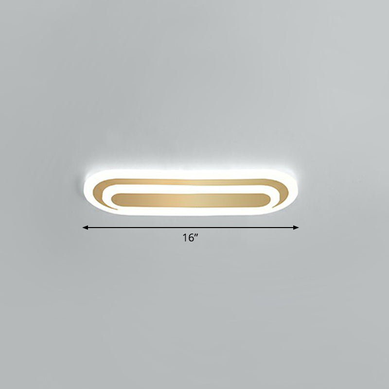 Minimalist Gold Led Ceiling Light For Bedroom - Acrylic Flush Mount Fixture / 16 White