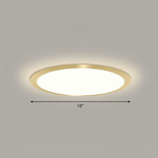 Minimalist Flat Led Flush Mount Ceiling Light For Bedroom - Acrylic Fixture Gold / 16 Remote Control