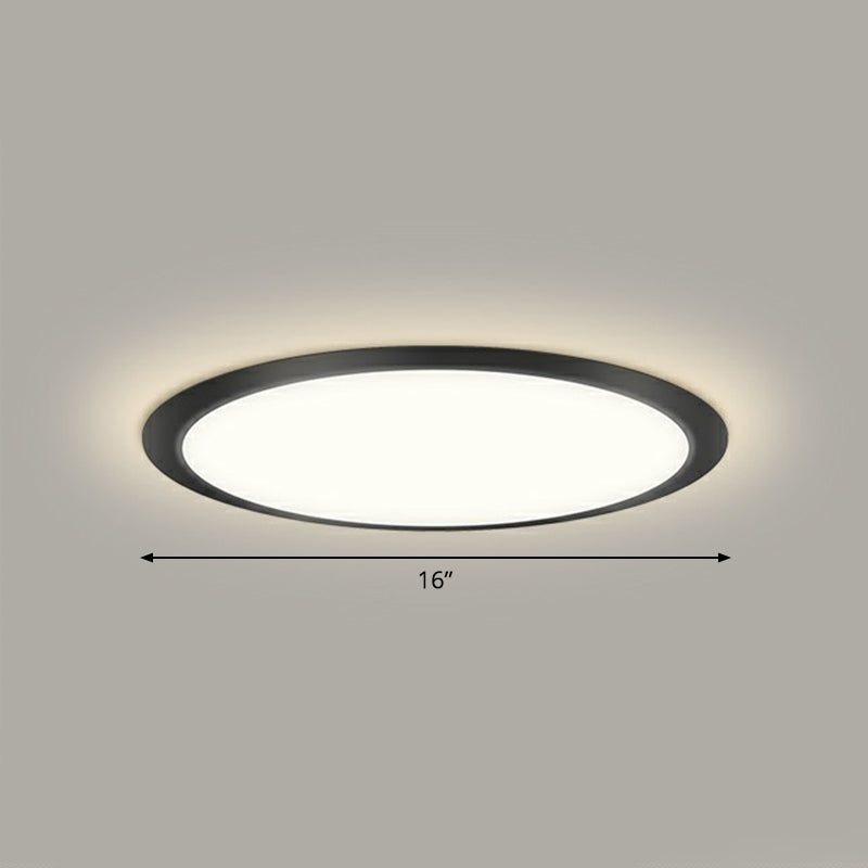 Minimalist Flat Led Flush Mount Ceiling Light For Bedroom - Acrylic Fixture Black / 16 Remote