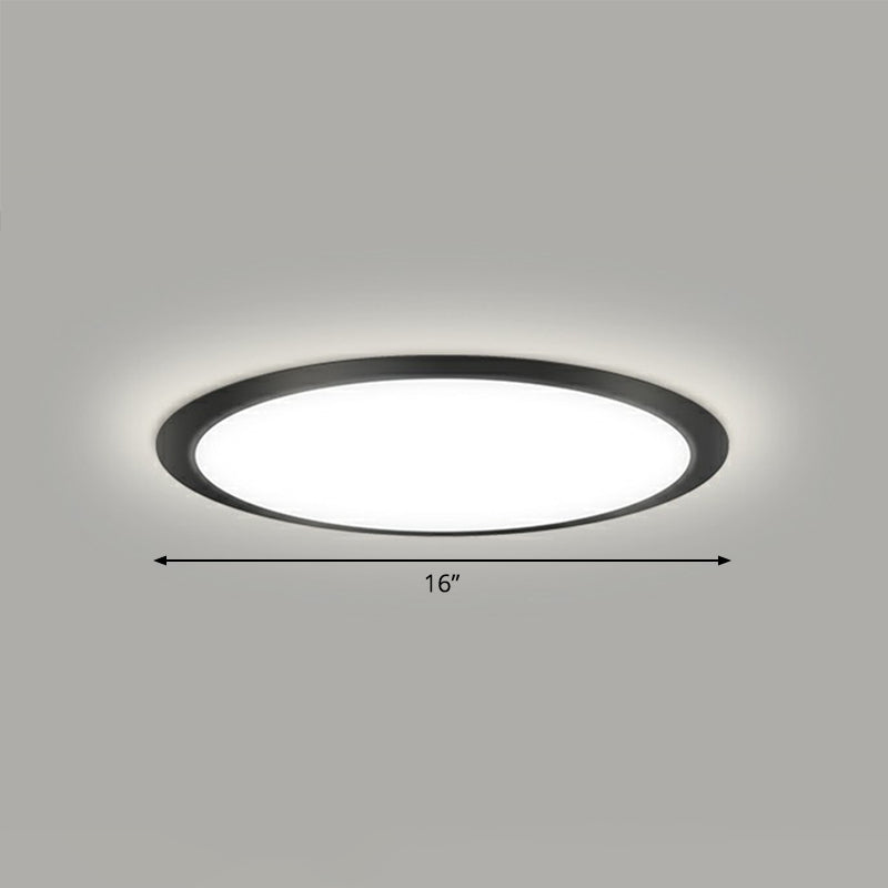 Minimalist Flat Led Flush Mount Ceiling Light For Bedroom - Acrylic Fixture Black / 16 White