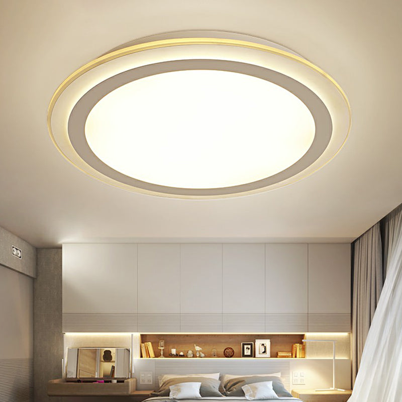 Nordic Acrylic Led Ceiling Light - White Disc Flush Mount Ideal For Office Spaces