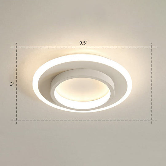 Minimalist Geometric Flushmount Ceiling Lamp - Sleek Metal Corridor Light White / Warm Round