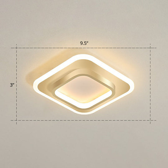 Minimalist Geometric Flushmount Ceiling Lamp - Sleek Metal Corridor Light Gold / Warm Square Plate