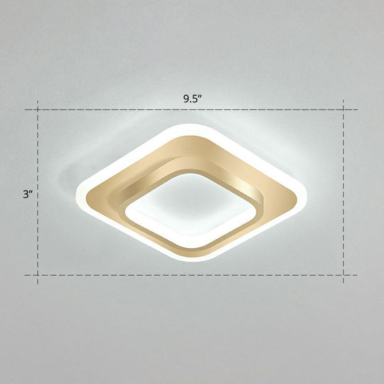 Minimalist Geometric Flushmount Ceiling Lamp - Sleek Metal Corridor Light Gold / White Square Plate