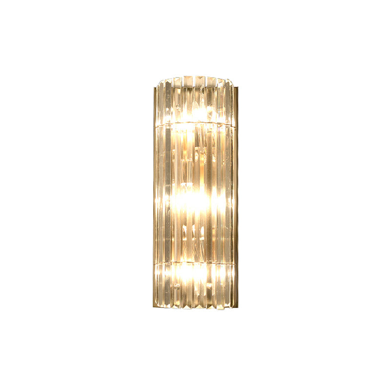 Contemporary Gold Wall Sconce With Crystal Shade - Modern 3-Light Flush Mount