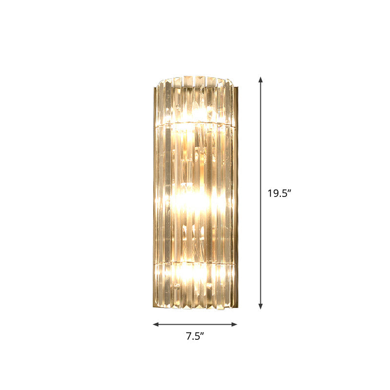 Contemporary Gold Wall Sconce With Crystal Shade - Modern 3-Light Flush Mount