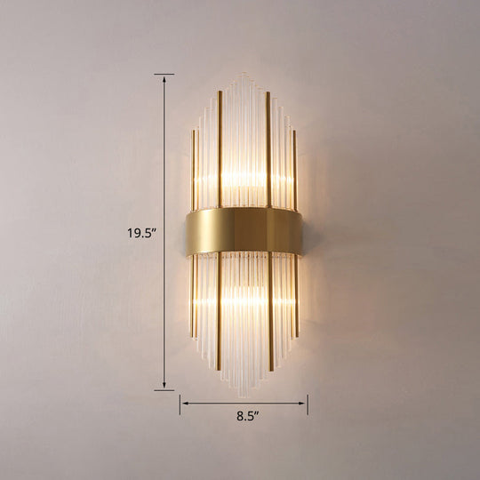 Minimalist Gold Rhombus Wall Sconce With Glass Rod Lighting / 8.5