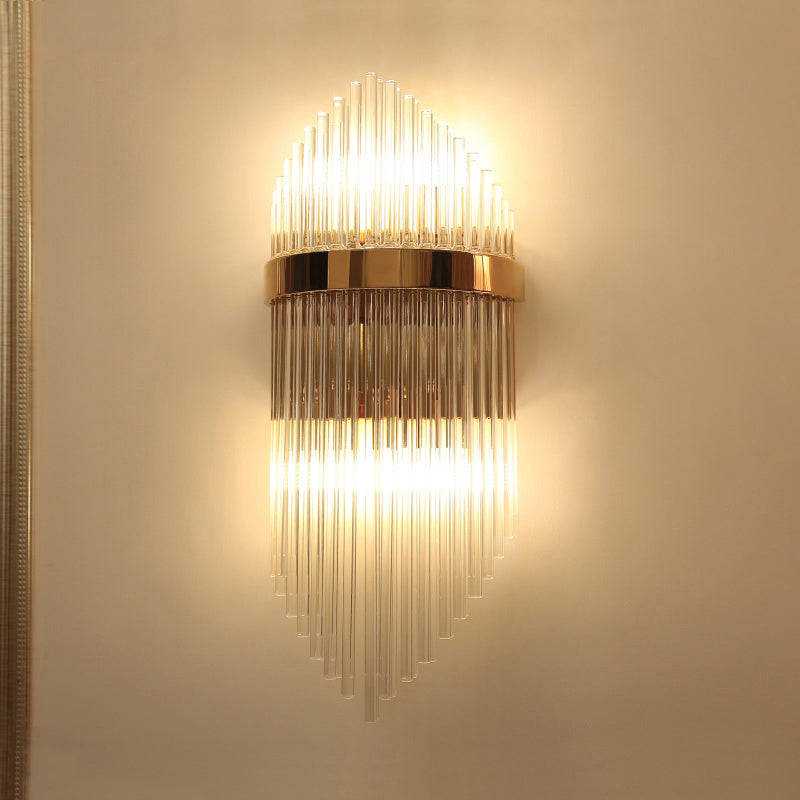 Minimalist Gold Rhombus Wall Sconce With Glass Rod Lighting