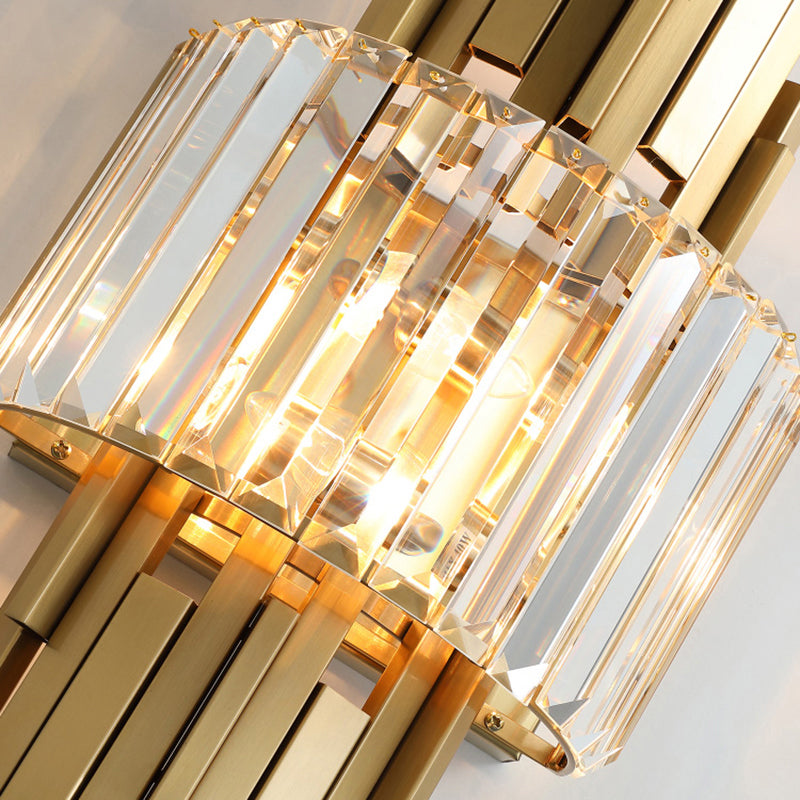 Postmodern Brass Sticks Wall Sconce: Crystal 2-Light Mount Fixture