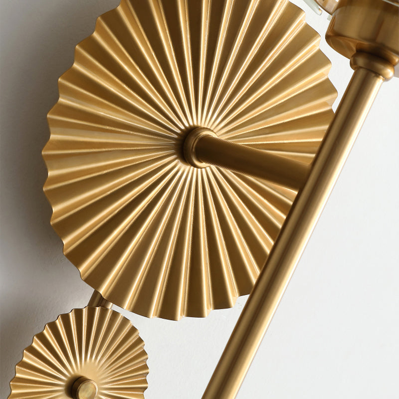 Brass Postmodern Wall Sconce With Prismatic Crystal - Cylindrical Foyer Lighting