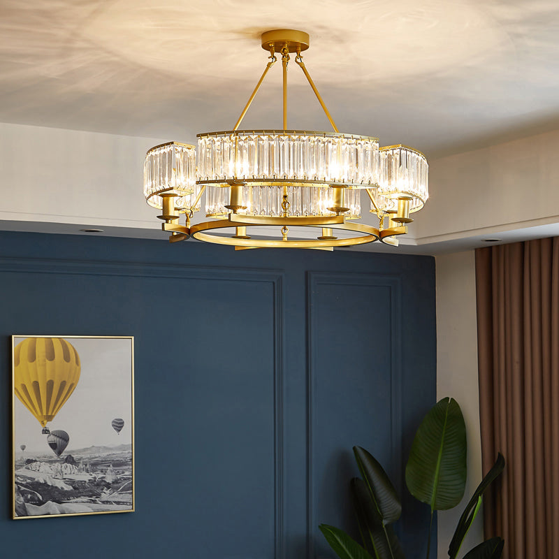 Prismatic Crystal Chandelier: Modern Suspension Lighting For Living Room